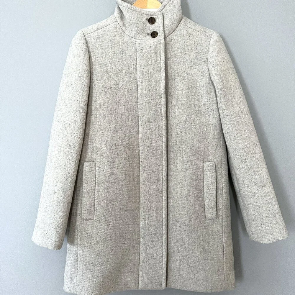 NWT J. Crew Wool-Blend City Coat Peacoat (Gray) 0